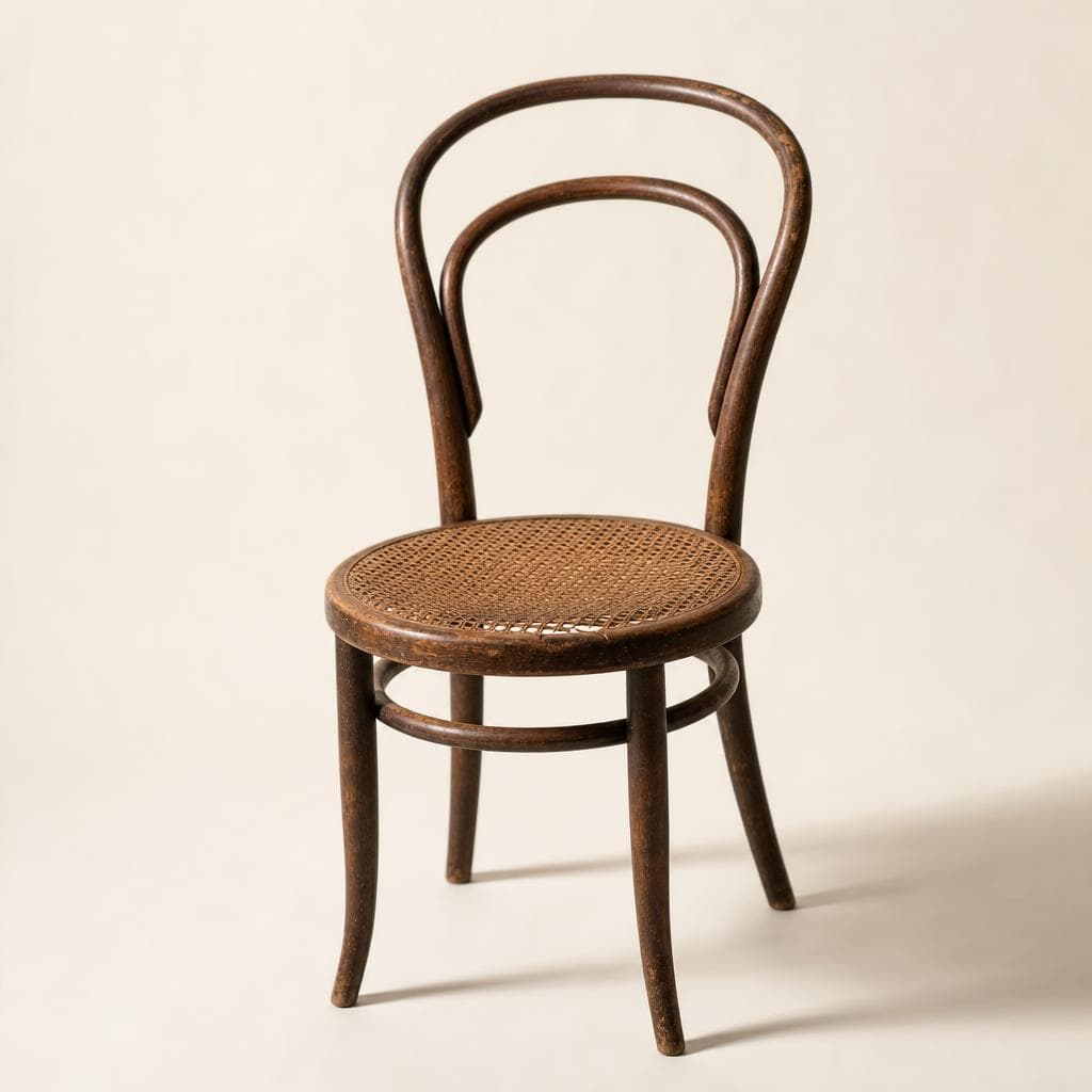 Bentwood desk chair, cane seat