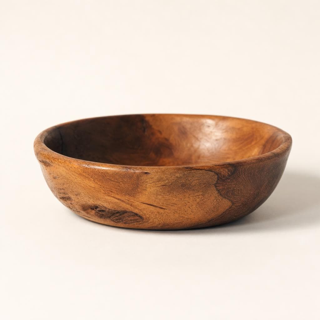 Carved teak wood bowl