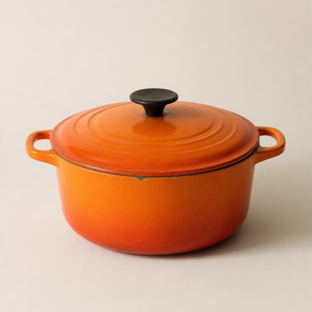 Le Creuset dutch oven, 5.5 qt, flame