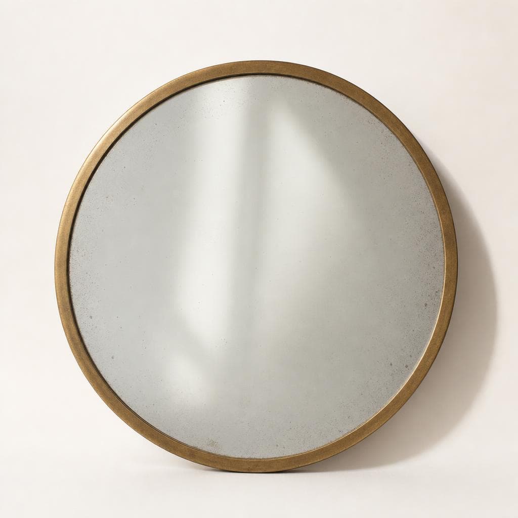 Round wall mirror, brass frame