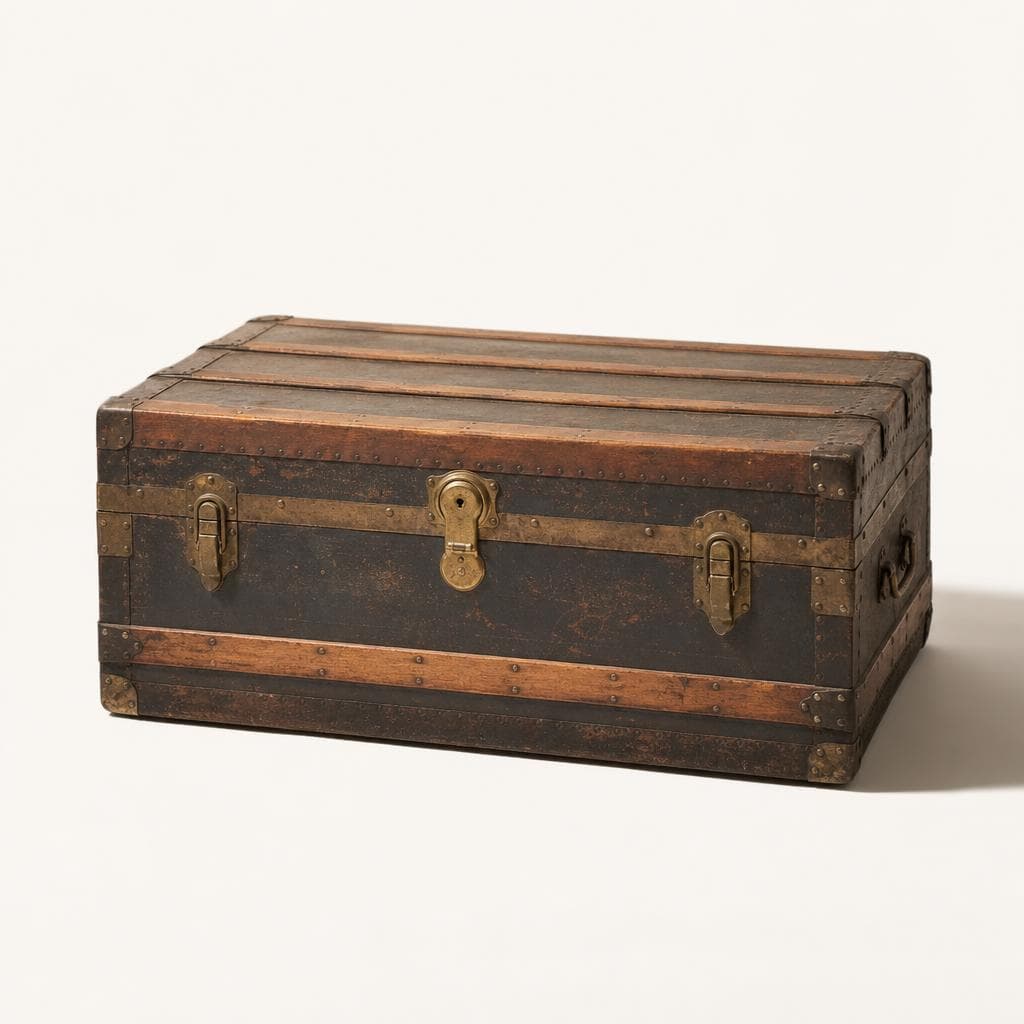 Vintage flat-top steamer trunk