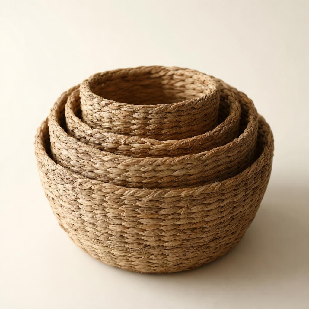 Woven seagrass storage baskets, set of 3